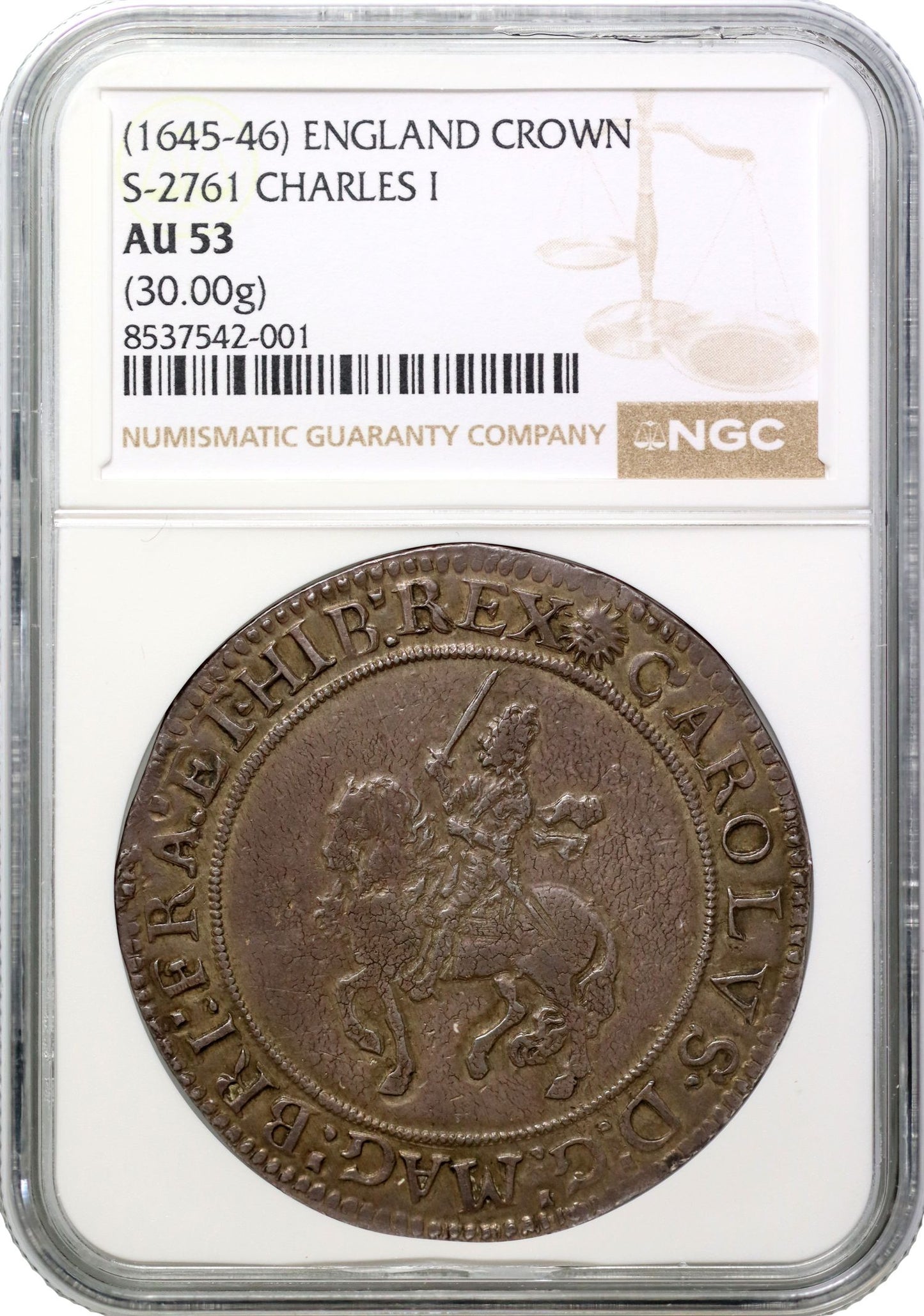 Charles I Crown, Tower mint under Parliament Type 4, AU53