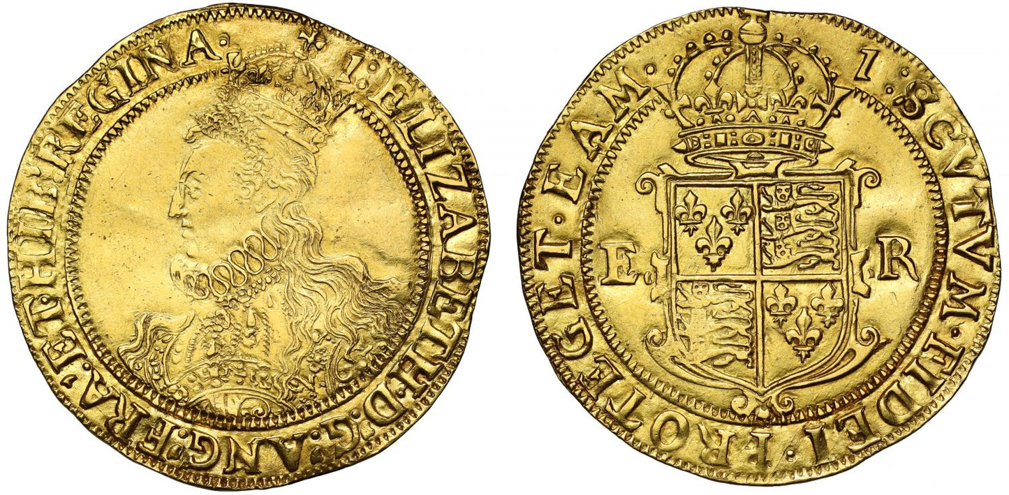 Elizabeth I gold Pound seventh issue mm. 1 for 1601