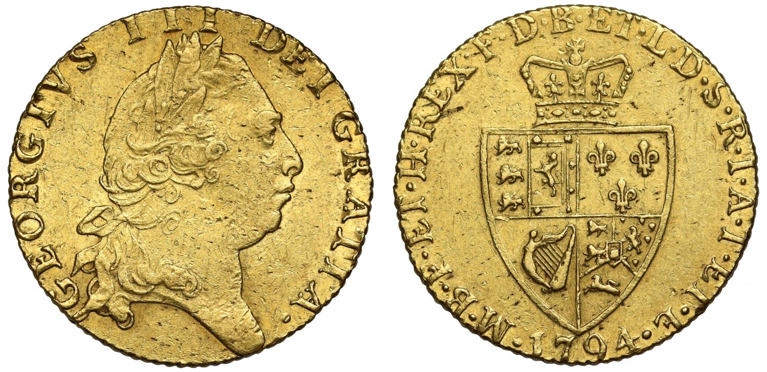 George III 1794 Guinea, fifth head, Spade reverse
