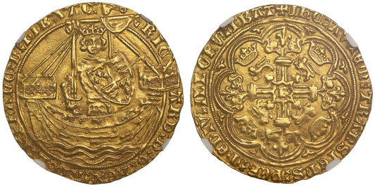 Richard II gold Noble, Tower Mint type 1b, annulet over sail, NGC MS63, Ex Tallent