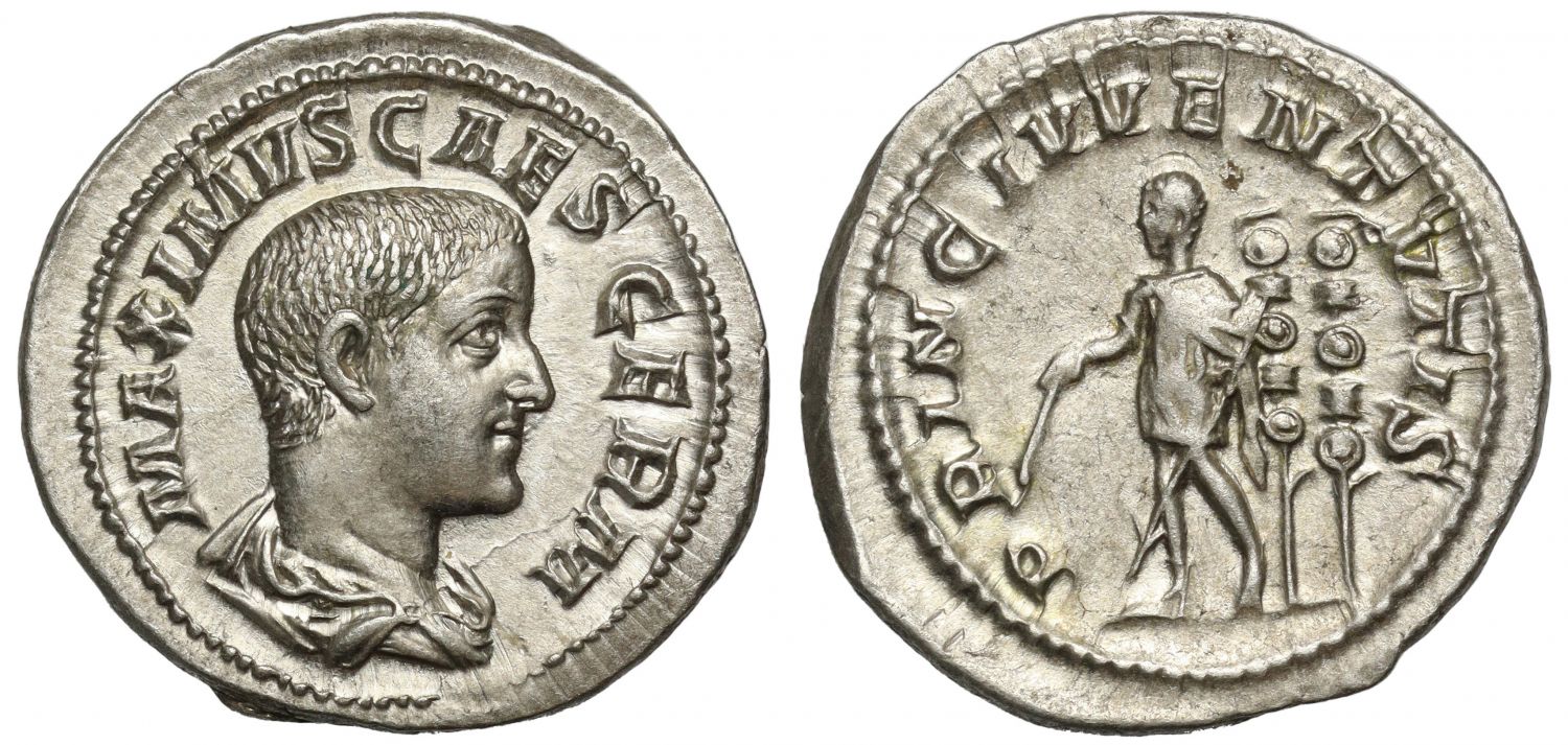 Maximus, as Caesar, Silver Denarius