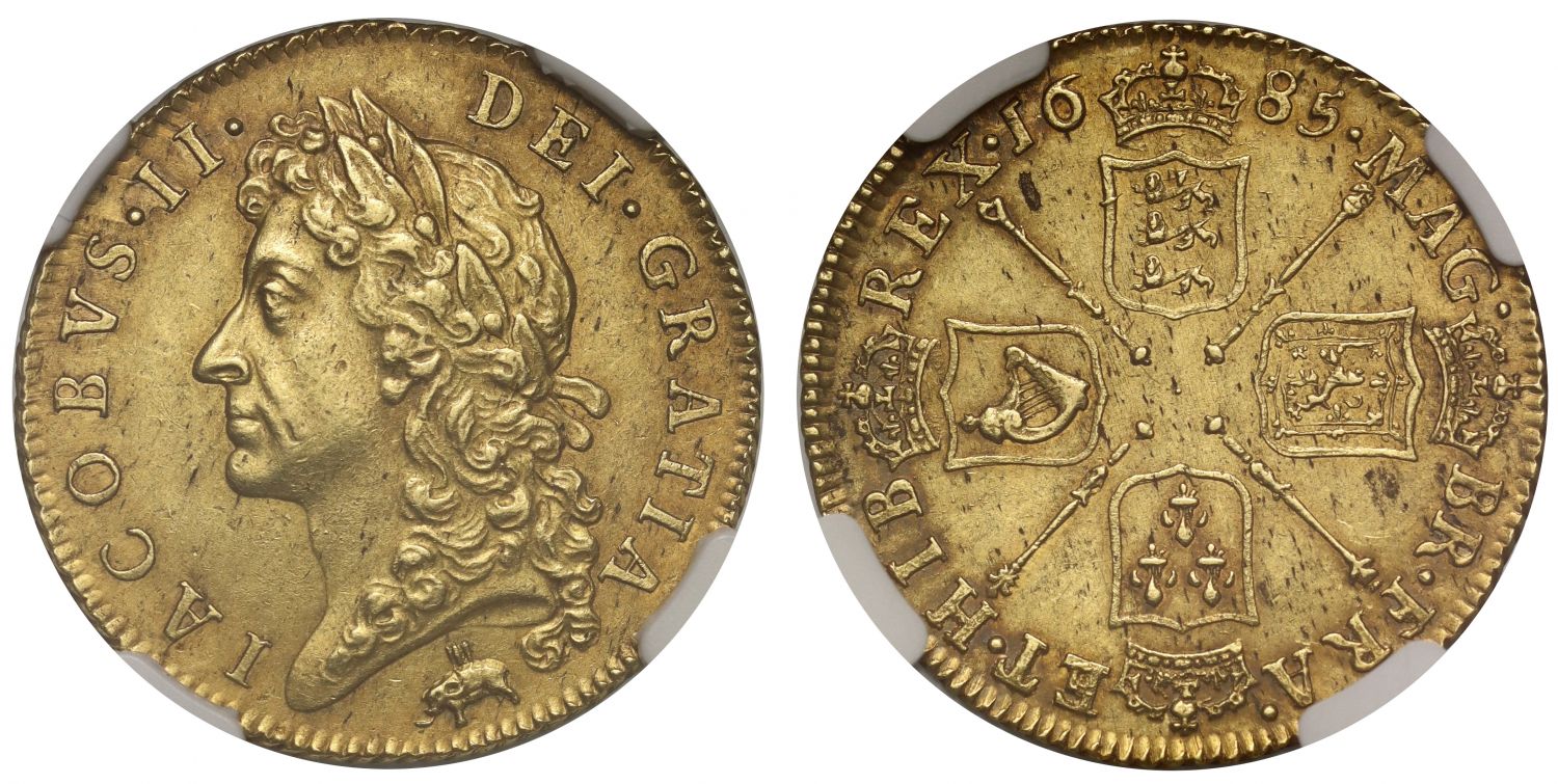 James II 1685 Guinea Elephant and Castle, MS61 ex Traveller collection
