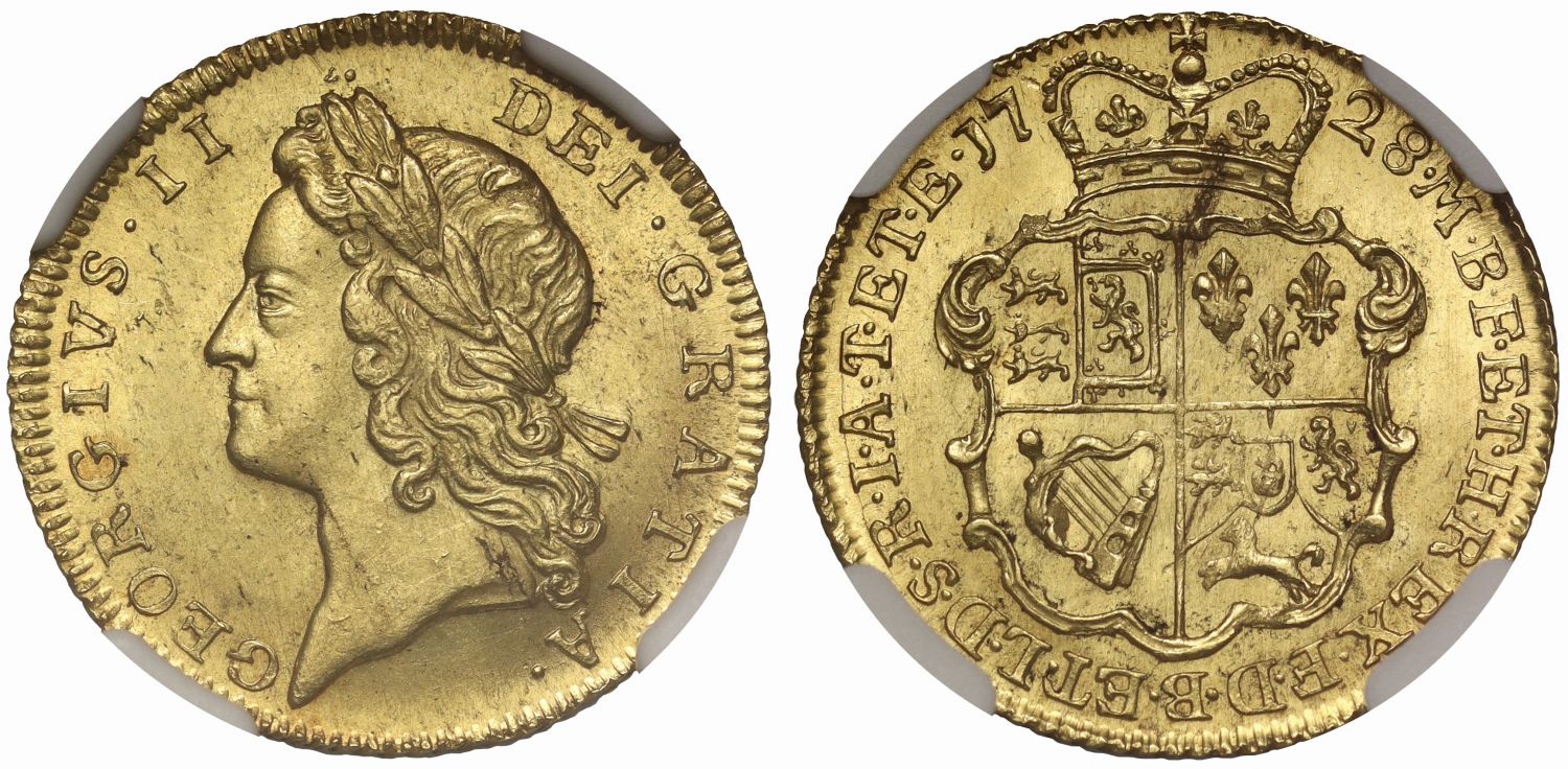 George II 1728 Half-Guinea young bust, MS65+ the finest currently graded