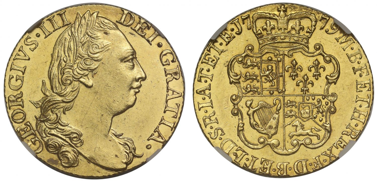 George III 1779 Guinea fourth bust, MS61, rare date