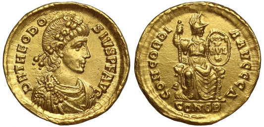 Theodosius I, Solidus, Constantinople.