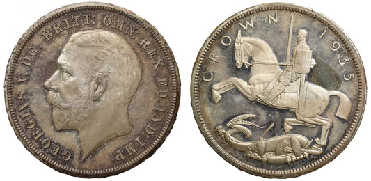 George V 1935 proof Crown, 90 years as same family owner, PF65 CAMEO