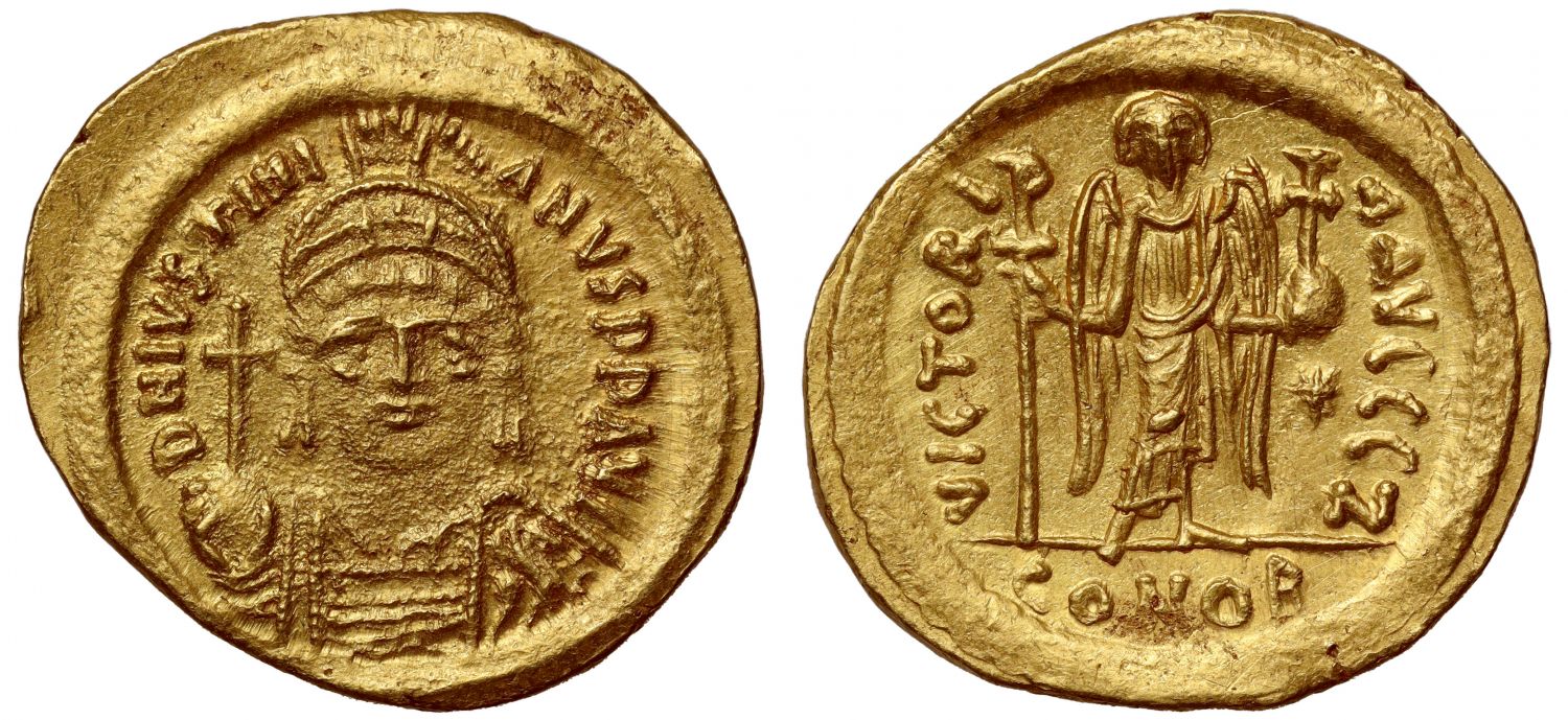 Justinian I, Solidus, Constantinople, Officina Z.