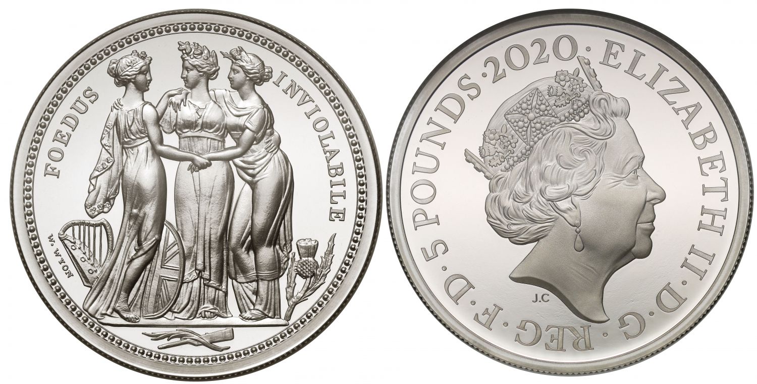 Elizabeth II 2020 silver proof 2oz Three Graces PF70 UCAM FR