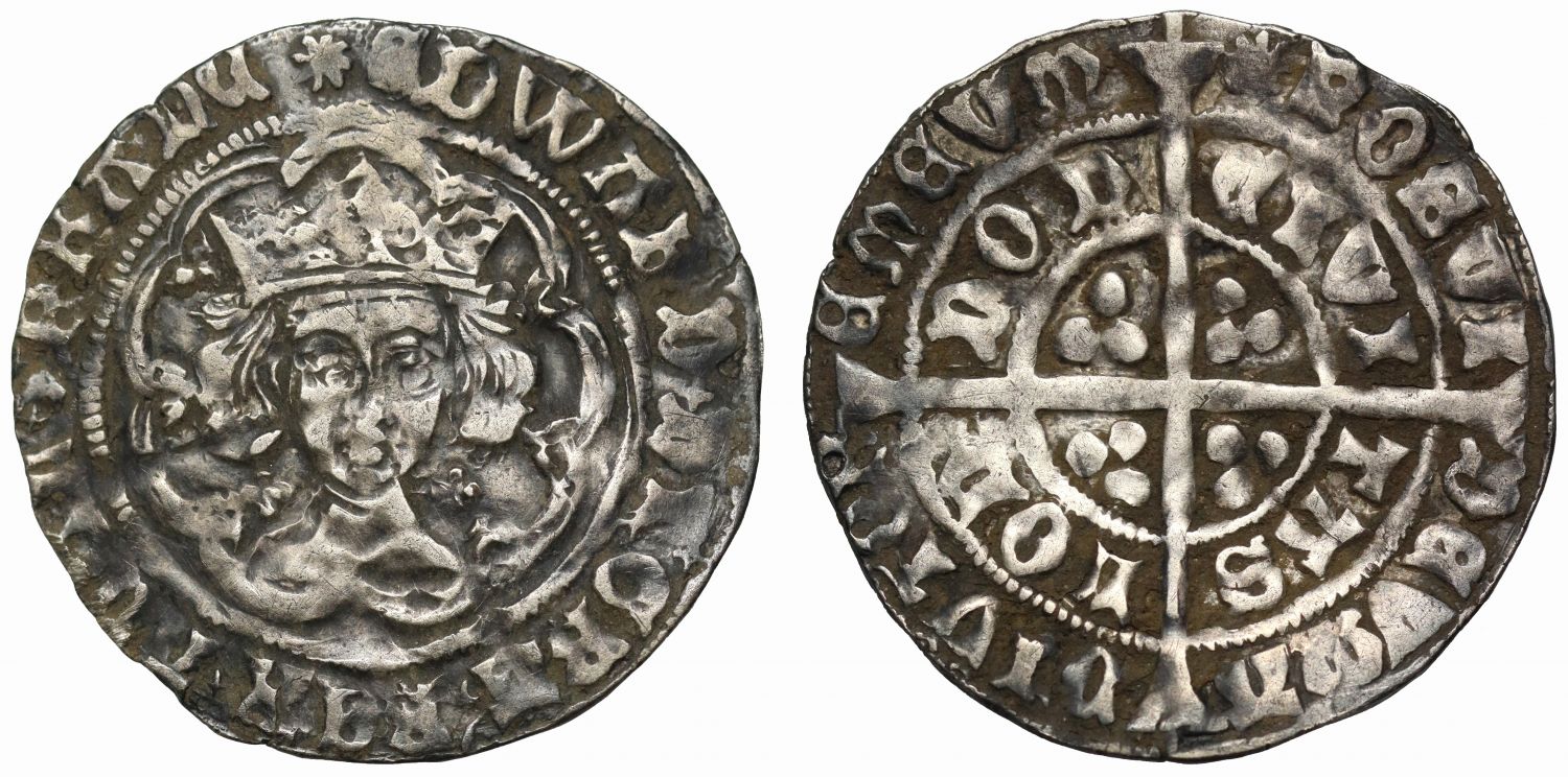 Edward IV, First Reign, Light Coinage Groat, class Vd, mm. sun, ex Elmore Hoard