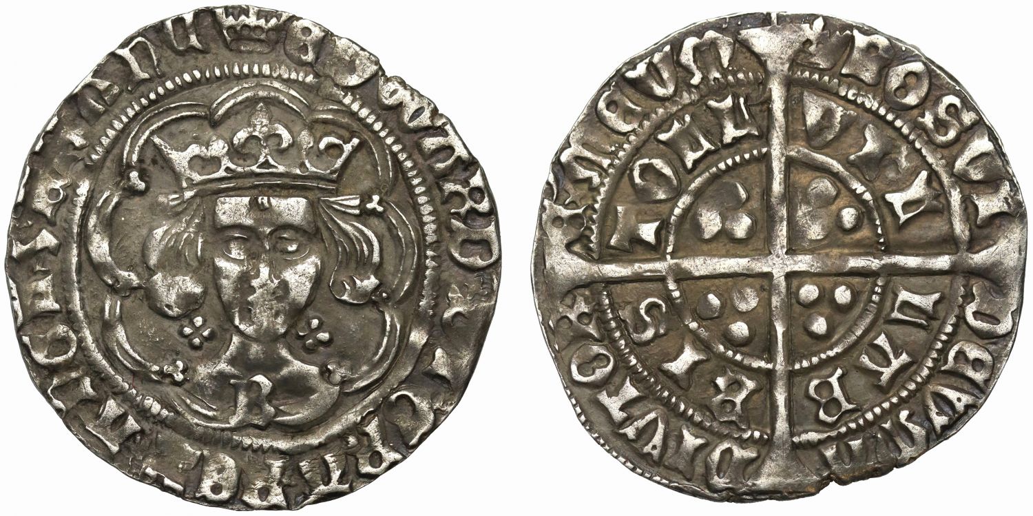 Edward IV, First Reign, Light Coinage, Groat, Bristol, mintmark Crown