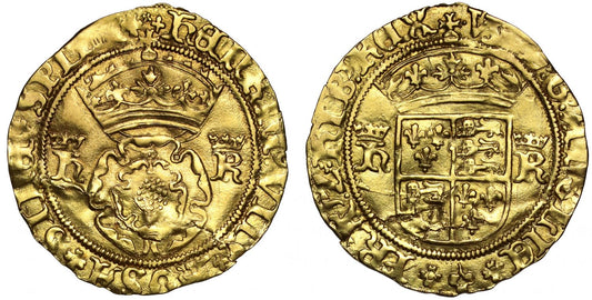 Henry VIII gold Crown Bristol mint, WS on reverse for William Sharrington AU Details