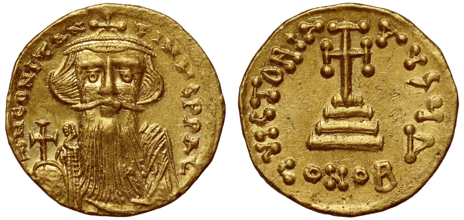 Constans II (641 –668), Gold Solidus, Constantinople, officina A.