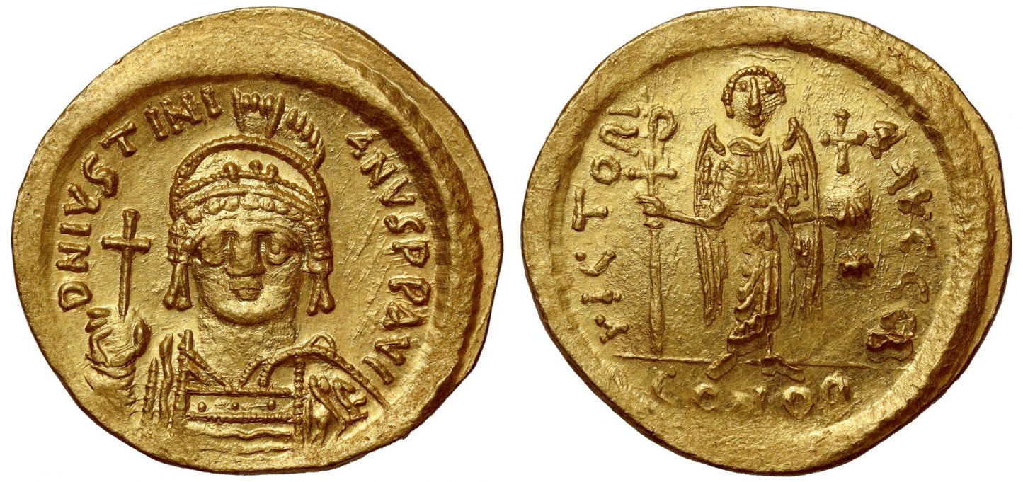 Justinian I (527-565), gold Solidus, Constantinople, Officina B.