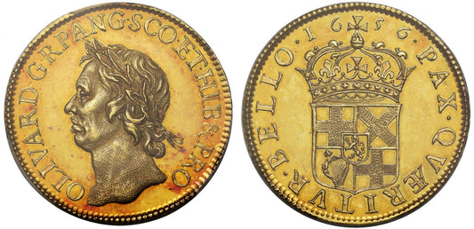 Oliver Cromwell 1656 pattern gold Broad of 50-Shillings PCGS PR62CAM
