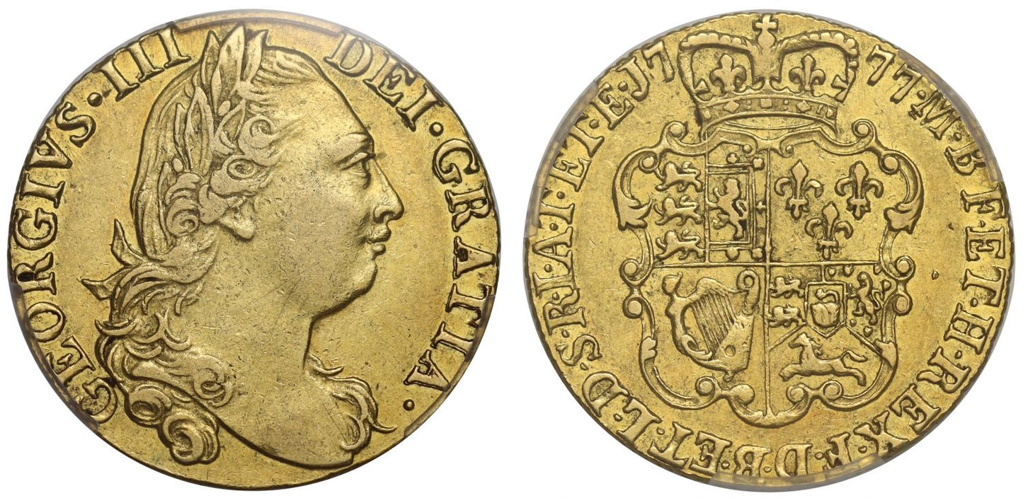 George III 1777 Guinea, 4th bust, AU50