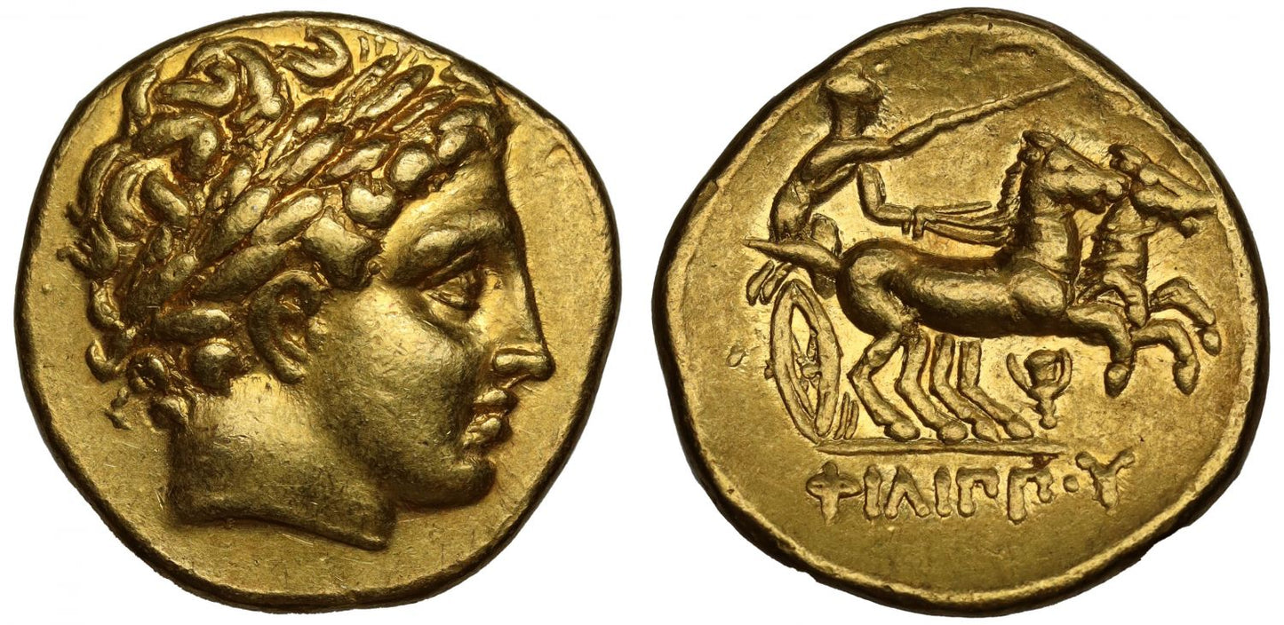 Macedon, Philip II, Gold Stater, XF 5/5 4/5.