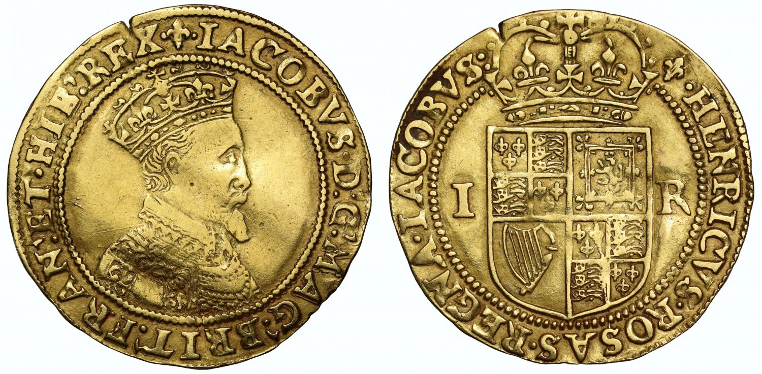 James I Double Crown, 2nd coinage, 3rd bust, rare mm lis