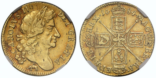 Charles II 1684 Guinea Elephant & Castle NGC XF45 extremely rare