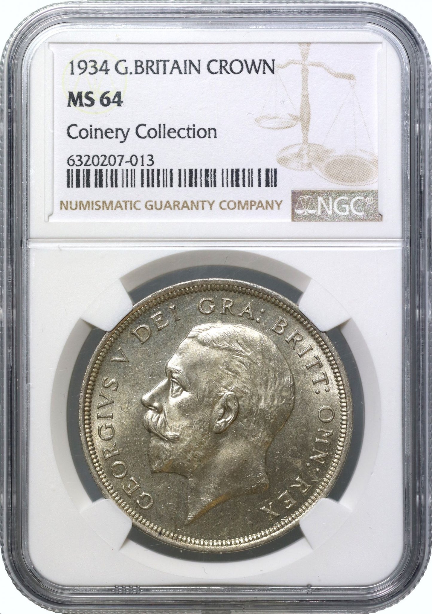 George V 1934 'Wreath' Crown, MS64, rarest key date of the type