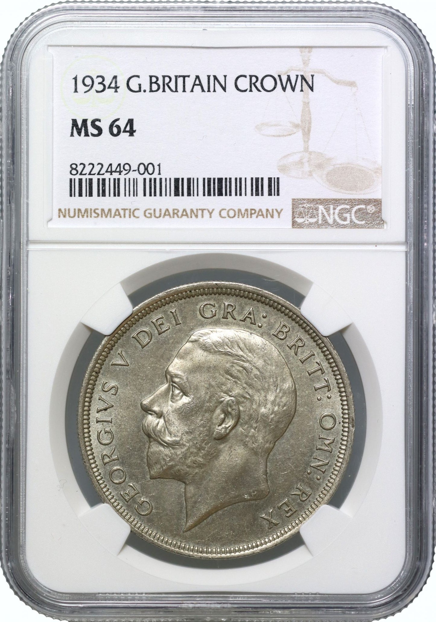 George V 1934 'Wreath' Crown, MS64, rarest key date for the type