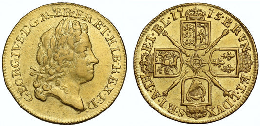 George I 1715 Guinea, second bust, rare, a little water worn, one year only issue