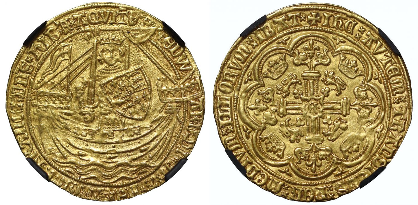 Edward III Noble, 4th coinage, Post-Treaty, Calais, MS63, group III