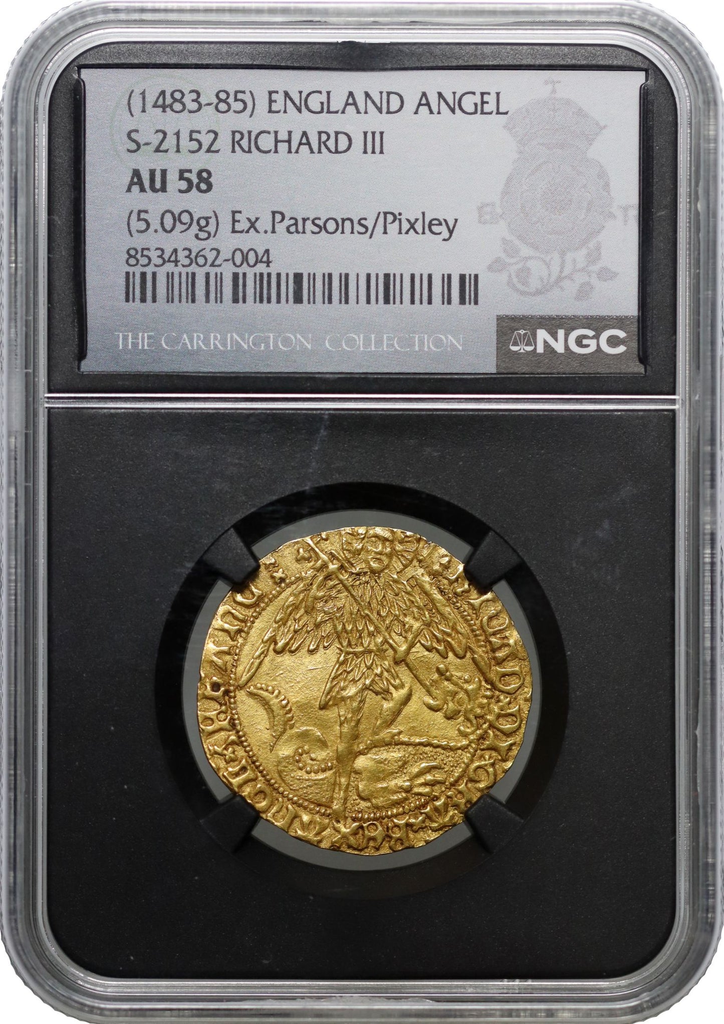 Richard III Angel, Type 3, RICAD & REDEDMT spelling errors, AU58, im 1/2 sun rose