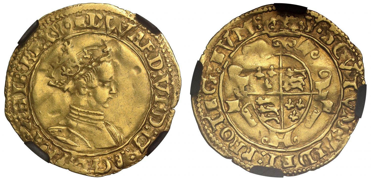 Edward VI gold Crown, 2nd period, 2nd issue, Southwark, mm Y, XF45, ex Beresford-Jones and Carrington collections