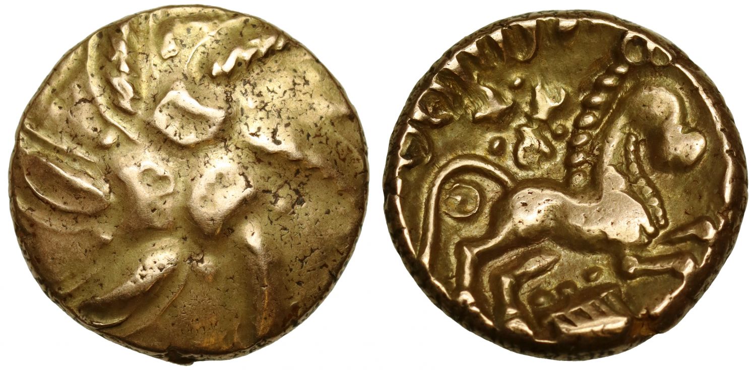 Ancient British, Catuvellauni, Addedomaros Spiral Gold Stater.