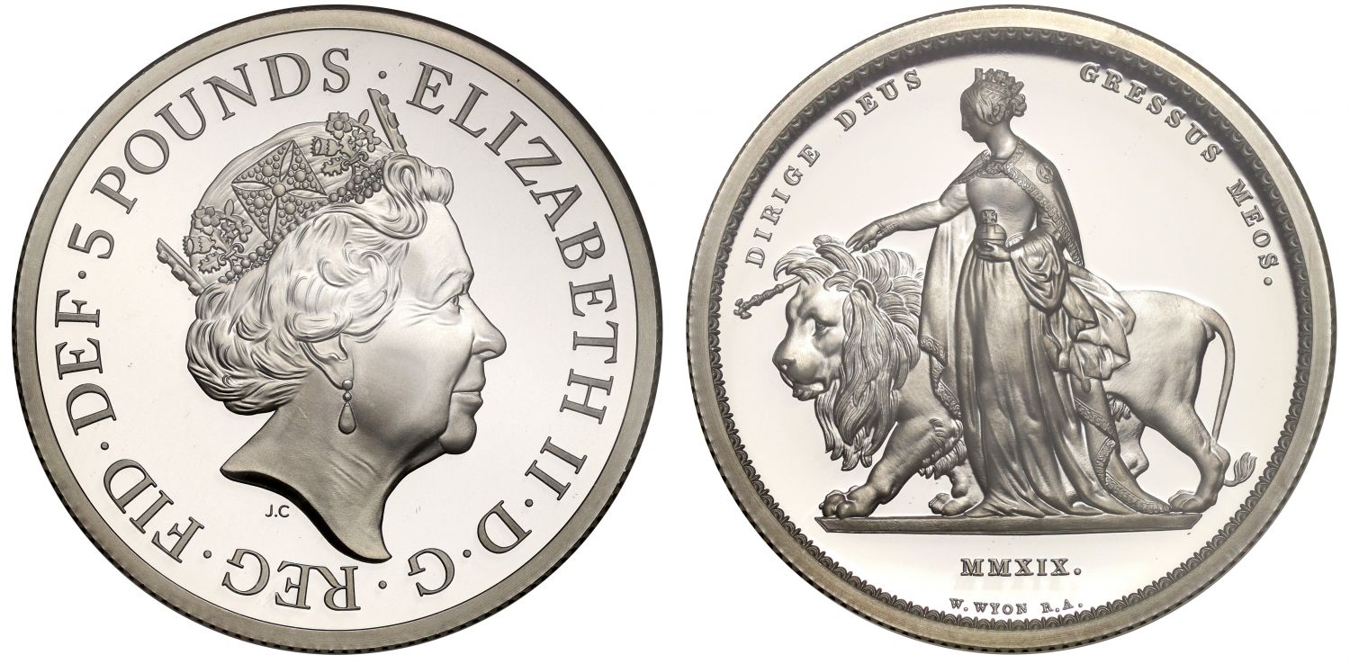 Elizabeth II 2019 2oz Silver PF69 UCAM Una and the Lion