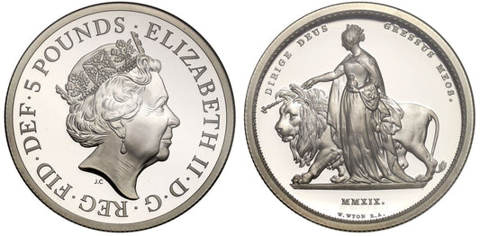 Elizabeth II 2019 2oz Silver PF69 UCAM Una and the Lion