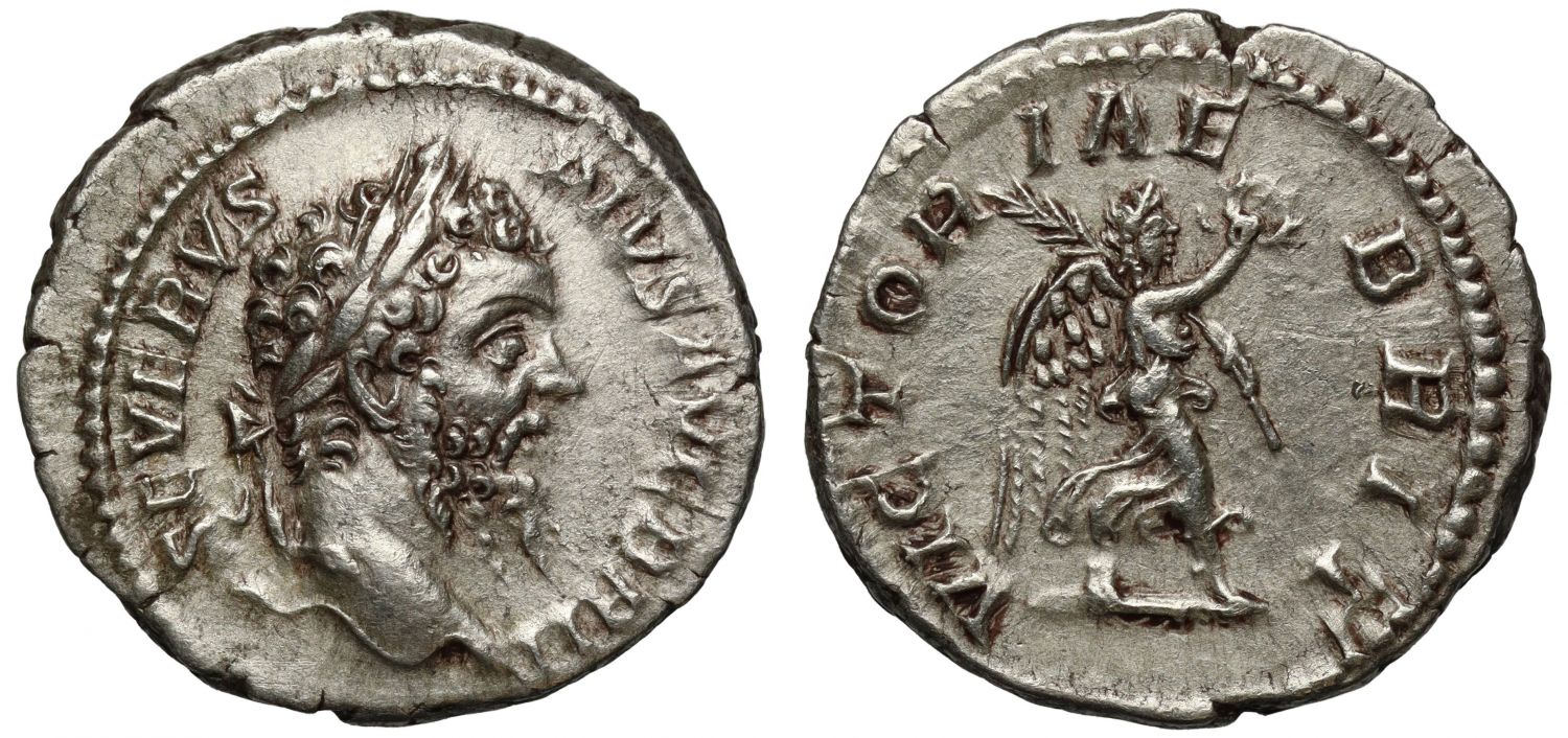 Septimius Severus, Silver Denarius, Victory in Britain.