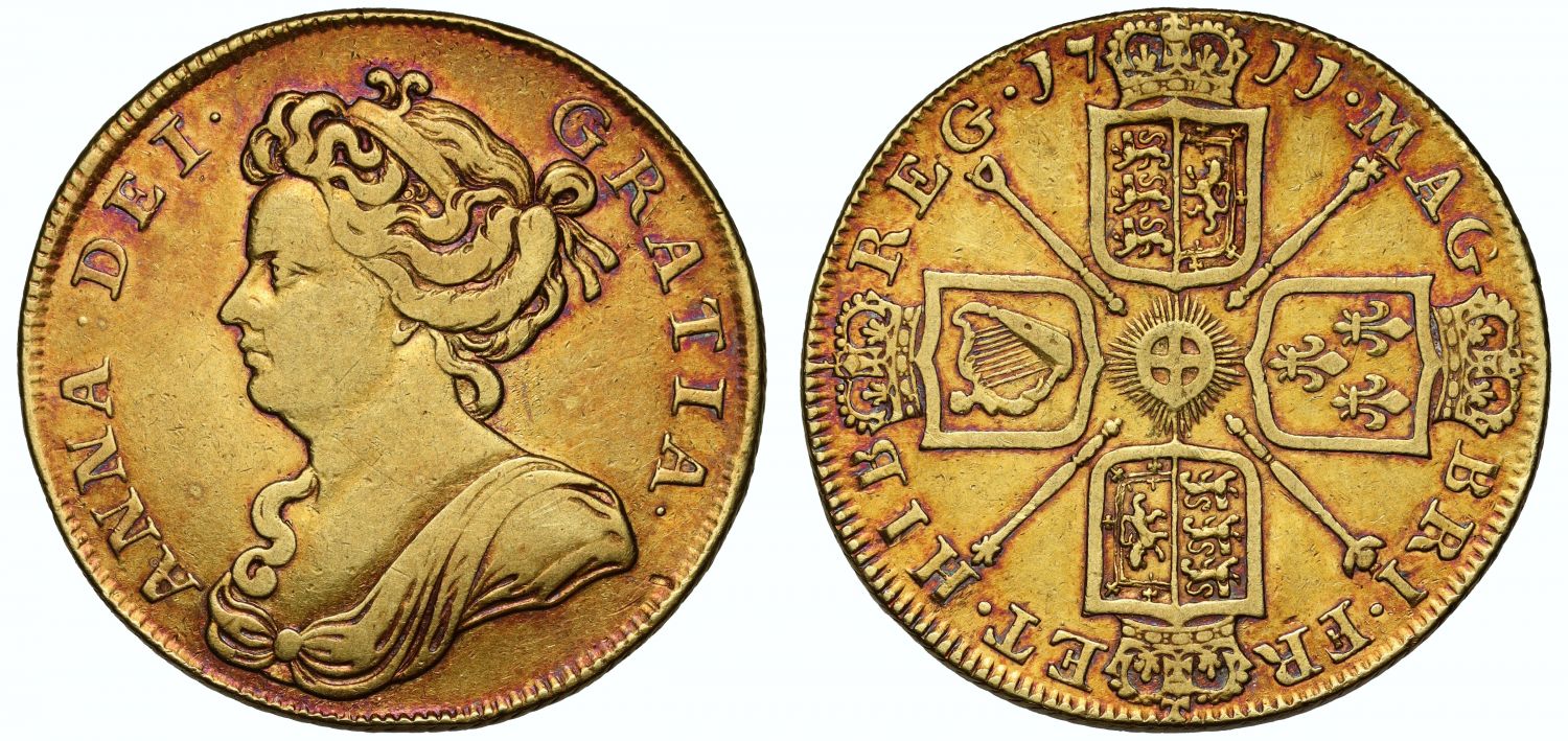 Anne 1711 gold Two-Guineas