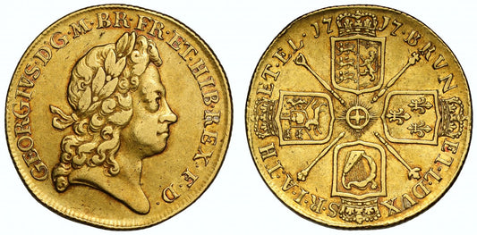 George I 1717 Two-Guineas, year Isaac Newton first used "Guinea" in official papers