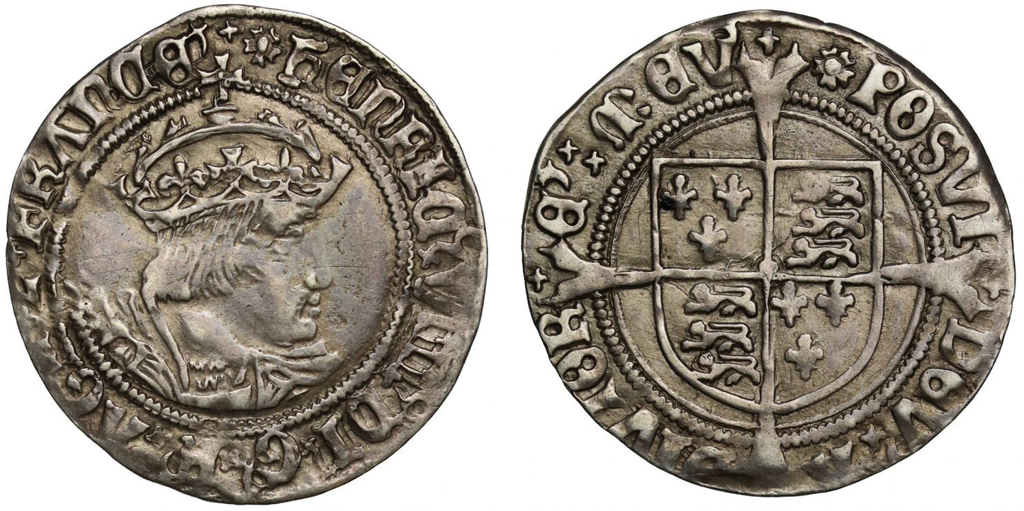 Henry VIII Groat, 2nd coinage, Laker bust B, initial mark rose