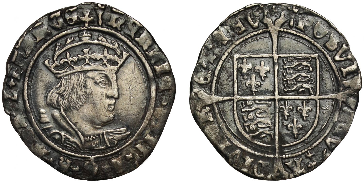Henry VIII Groat, second coinage, Laker bust D, initial mark arrow