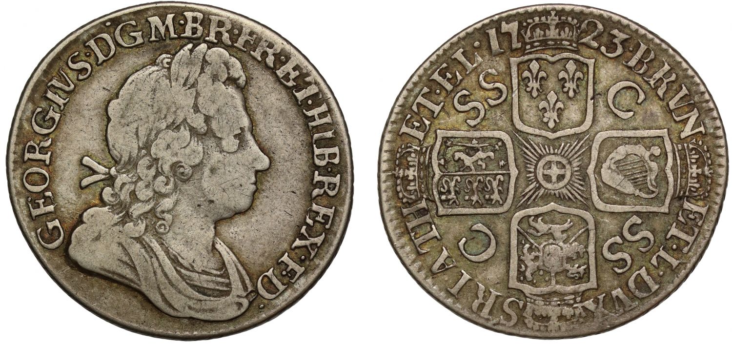 George I 1723 SSC Shilling, French Arms at date
