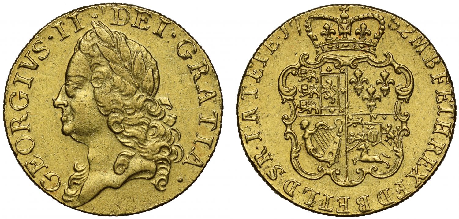 George II 1752 Guinea, old bust