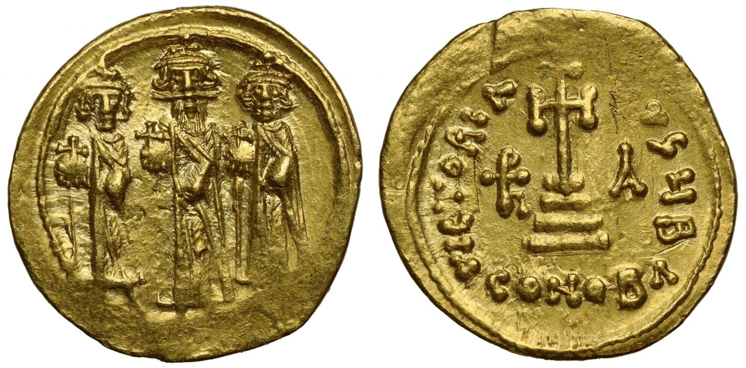 Heraclius, Heraclius Constantine & Heraclonas, Gold Solidus, officina B.