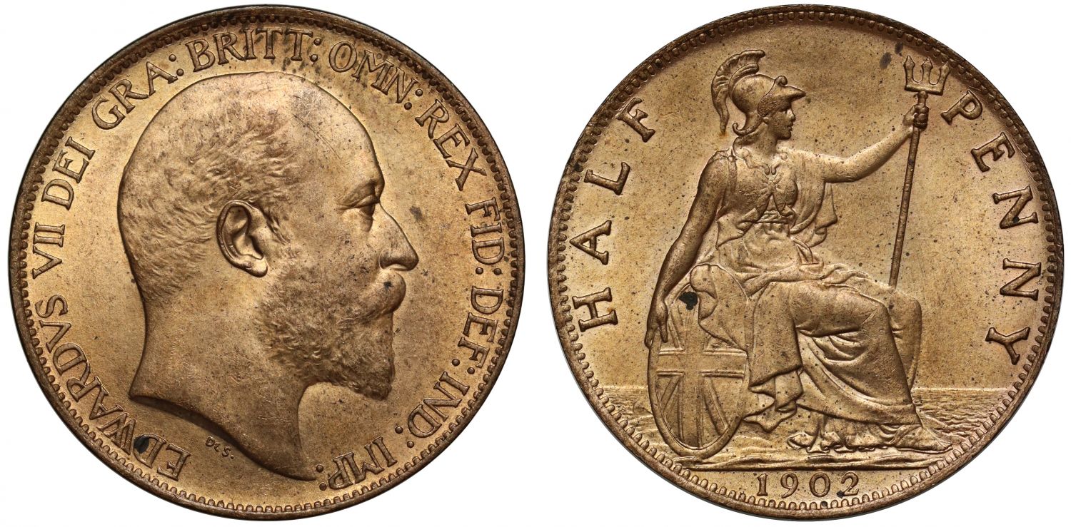 Edward VII 1902 Halfpenny, high tide sea level