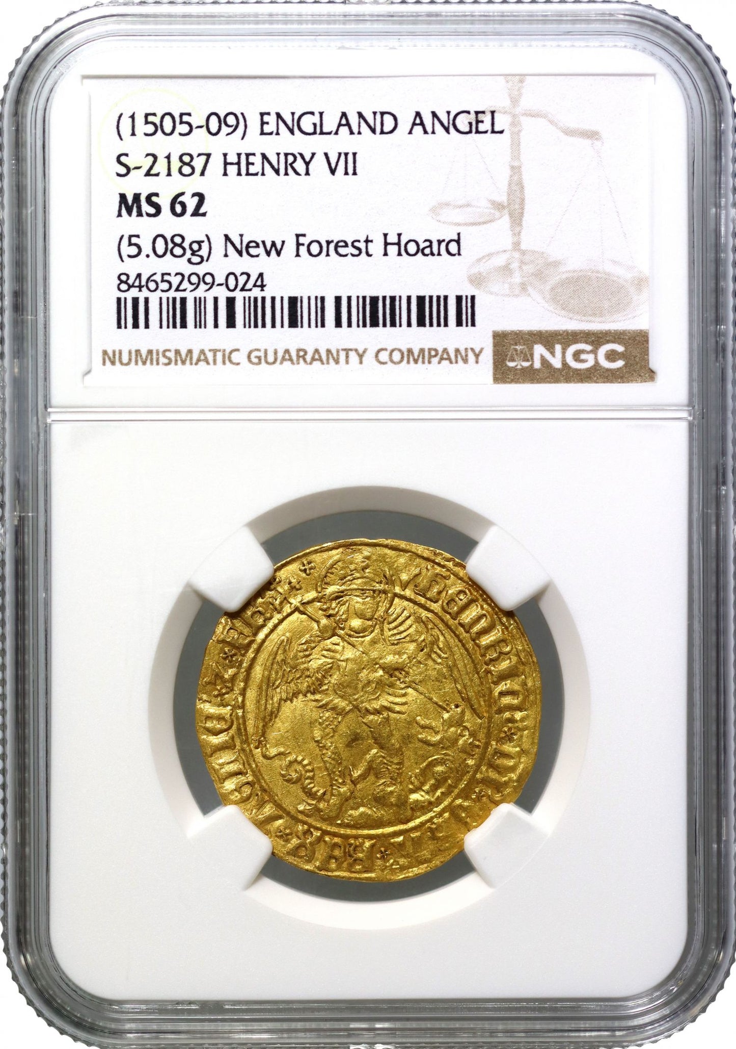 Henry VII Angel, type V, MS62, im pheon (1505-9), ex New Forest Hoard