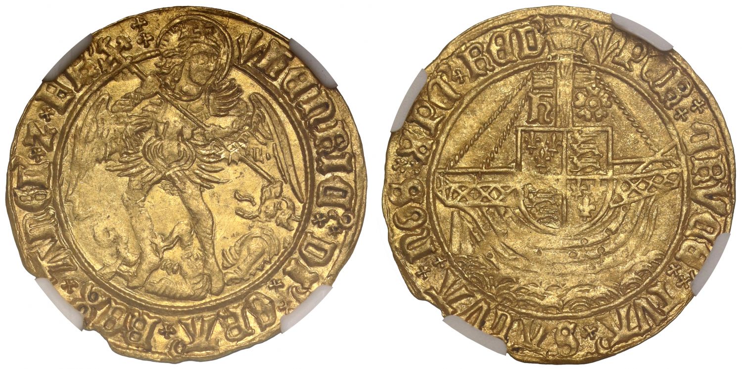 Henry VII Angel, type V, MS62, im pheon (1505-9), ex New Forest Hoard