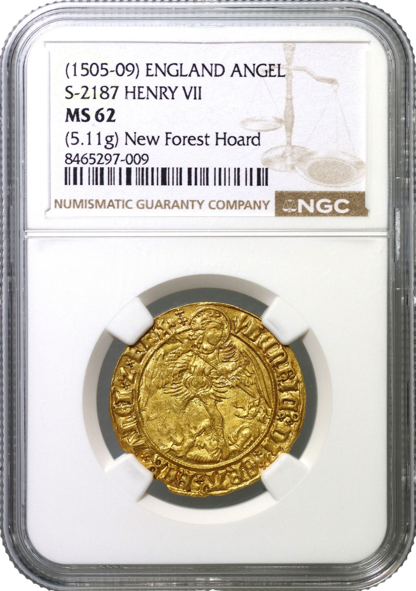 Henry VII Angel, type V, MS62, im pheon (1505-9), ex New Forest Hoard
