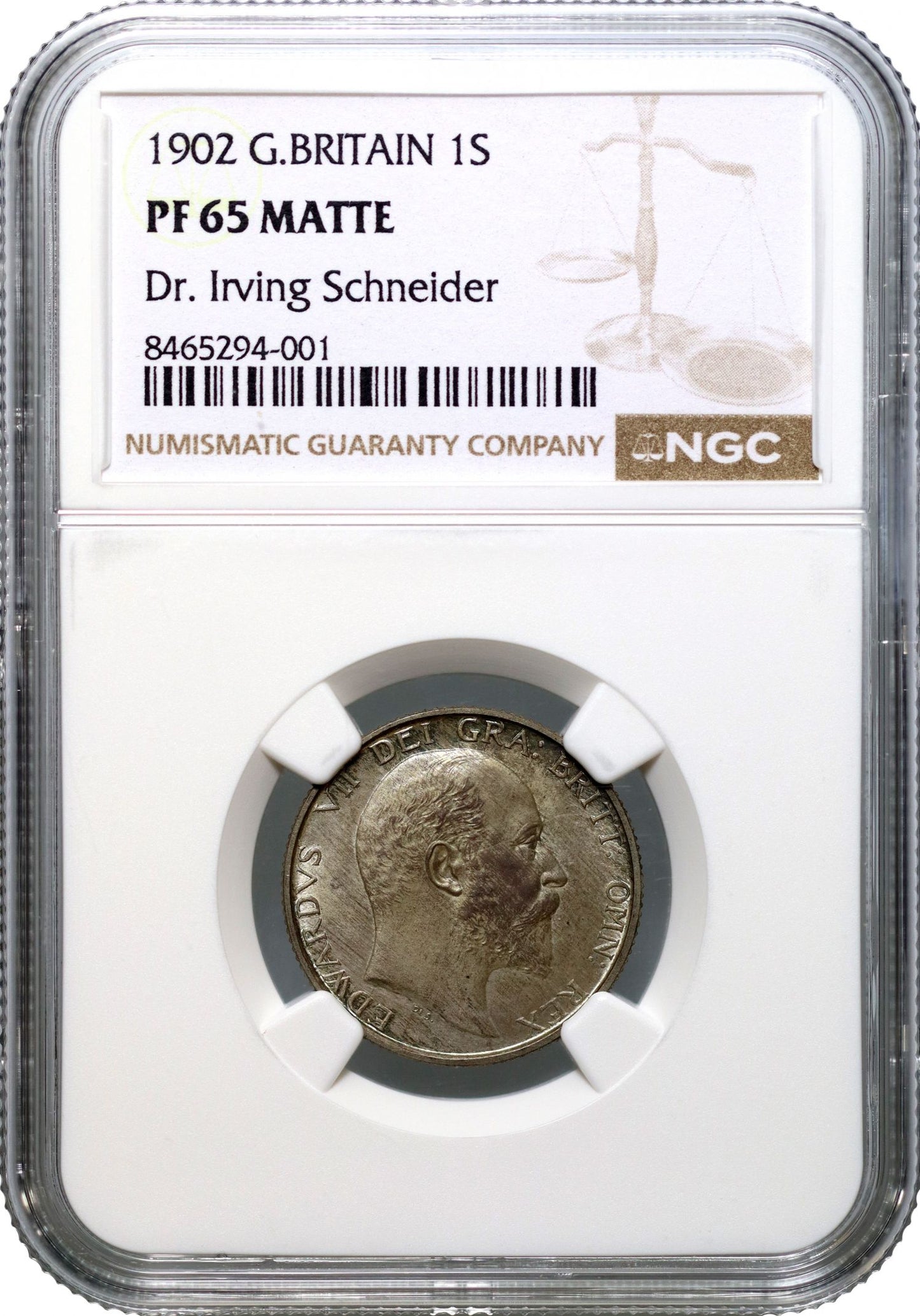 Edward VII 1902 matt proof Shilling PF65 Matte, very high grade for issue