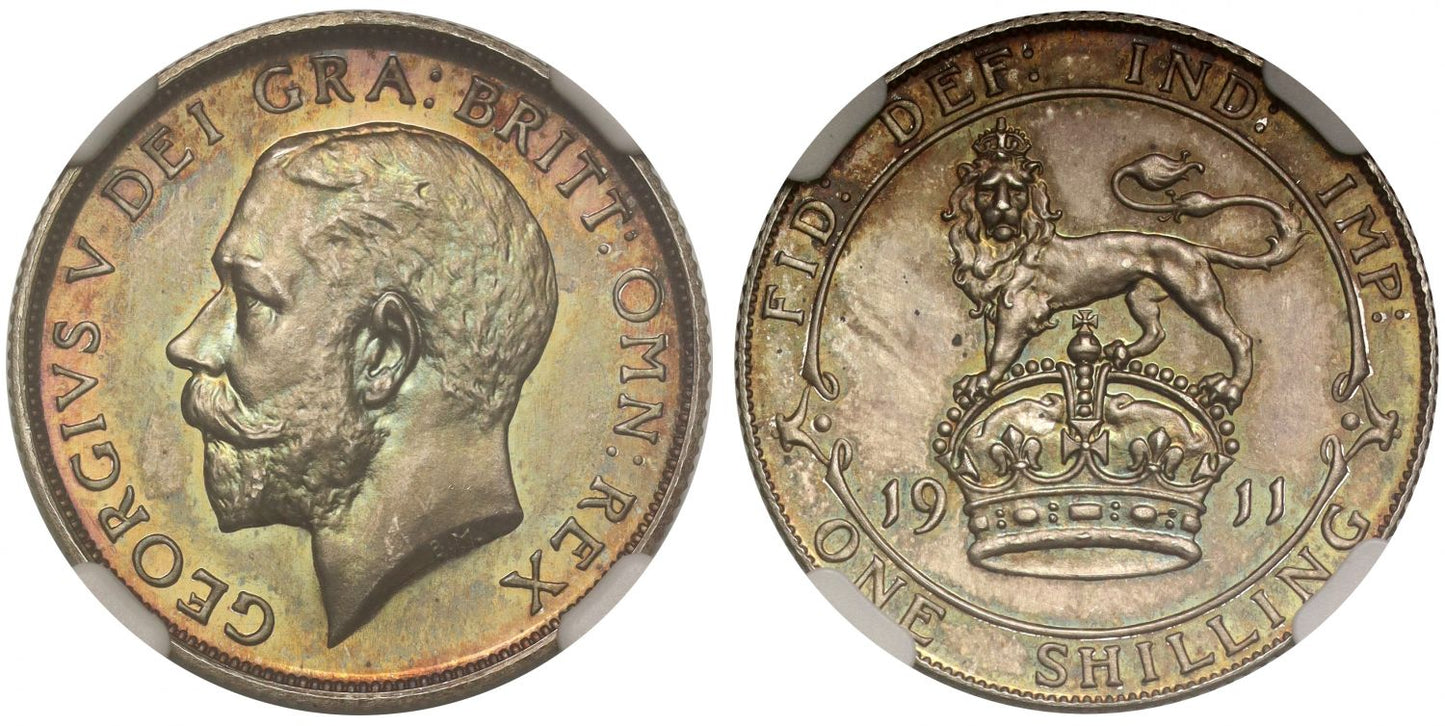 George V 1911 proof Shilling, Coronation issue, NGC PF65