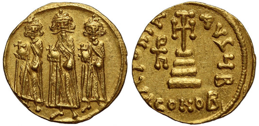 Heraclius, Heraclius Constantine and Heraclonas, Gold Solidus.