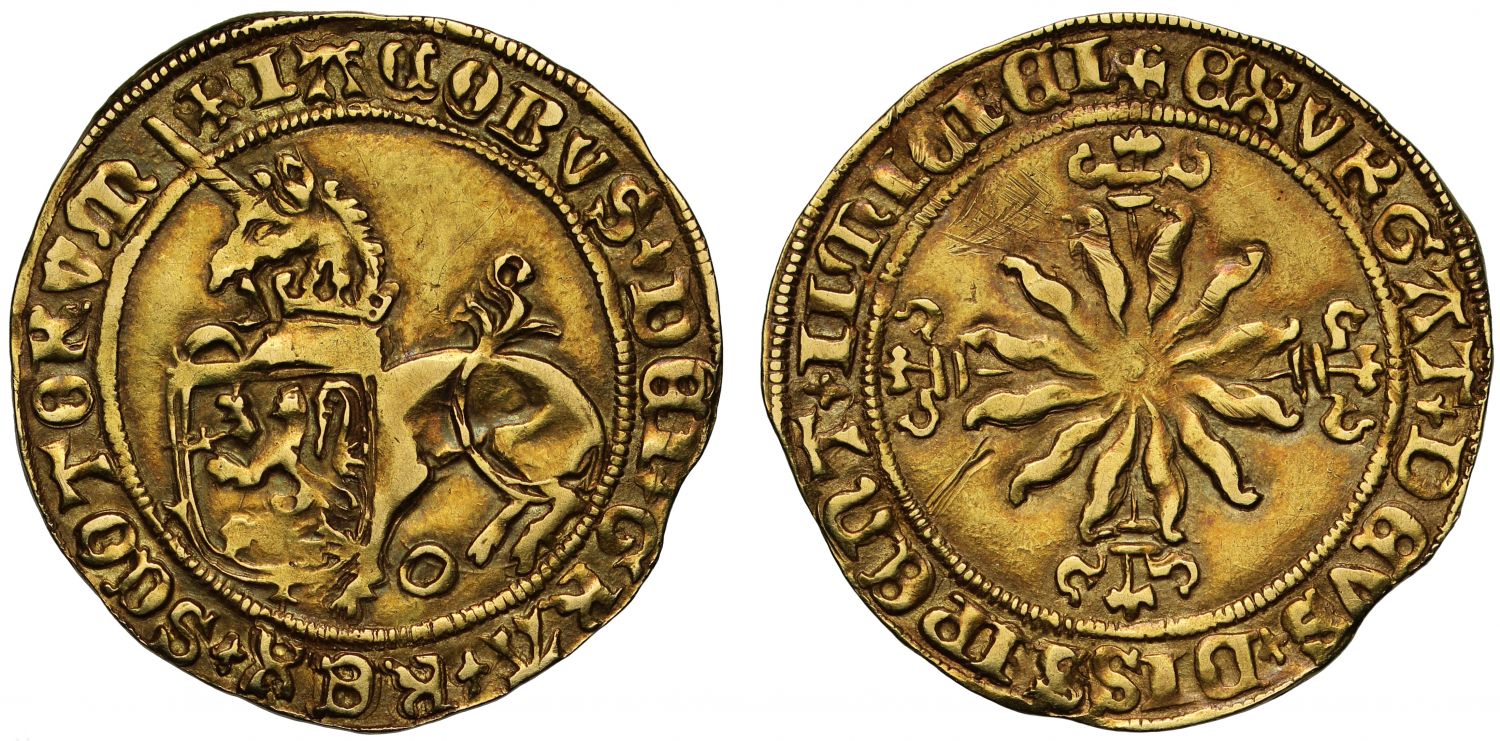 Scotland, James IV Unicorn, ring only below unicorn, iimici reverse legend