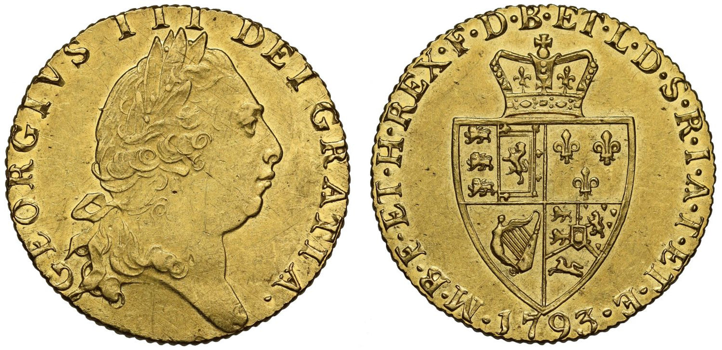 George III 1793 Guinea, 5th bust, spade reverse