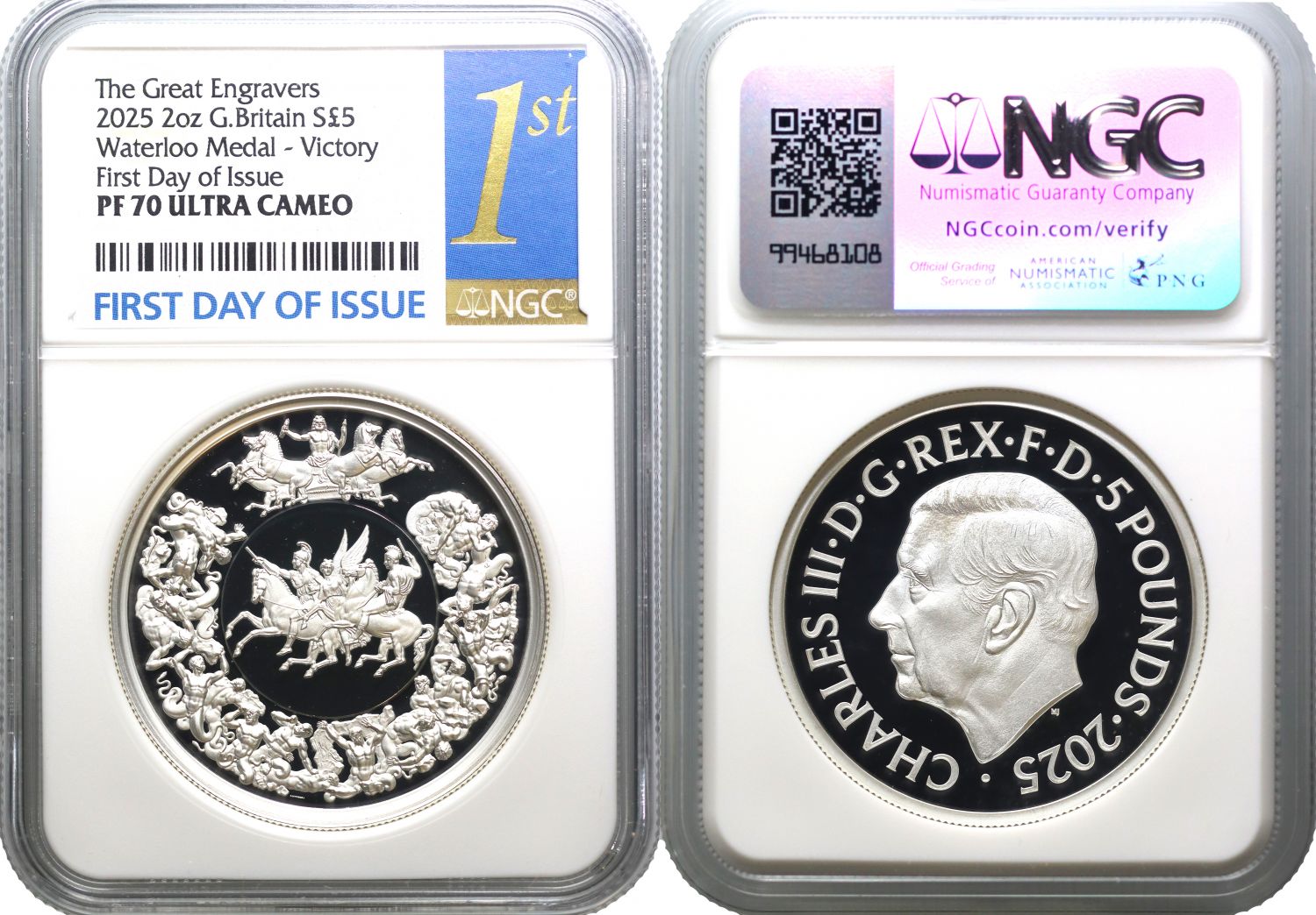 * Charles III 2025 silver PF70 UC FDI 2oz Waterloo Victory