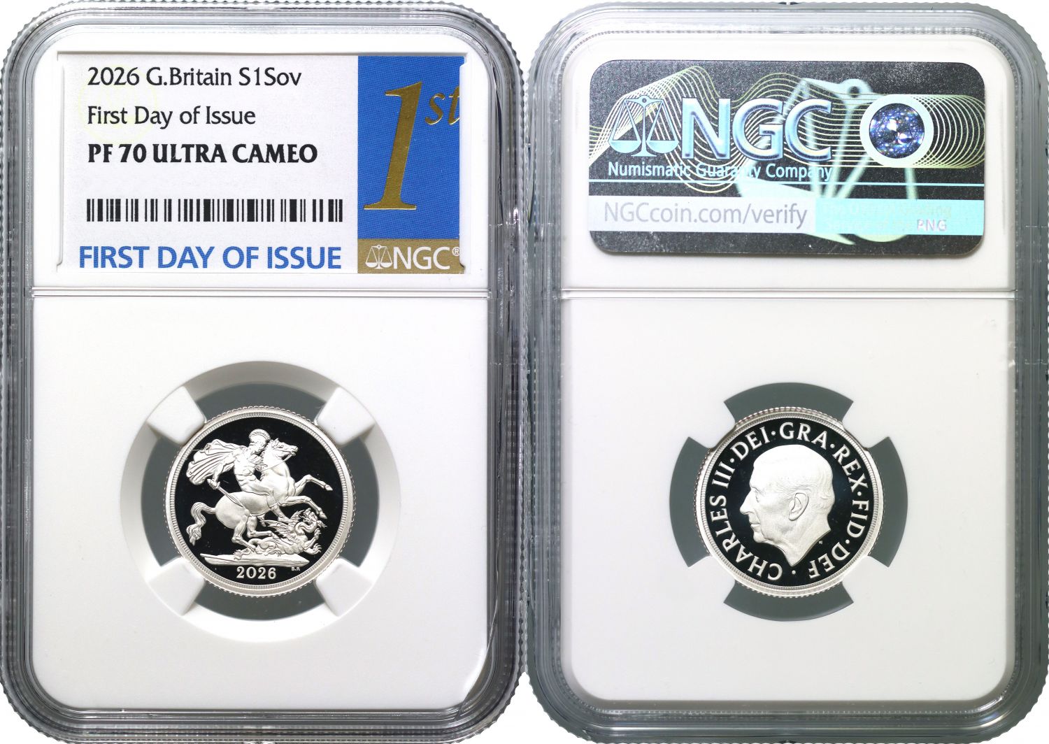 * Charles III 2026 silver PF70 UCAM FDI Sovereign